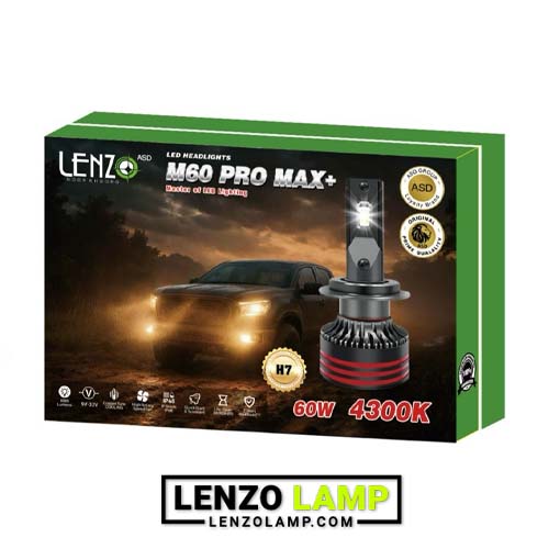 هدلایت M60pro max رنگ افتابی برند لنزو پایه H7